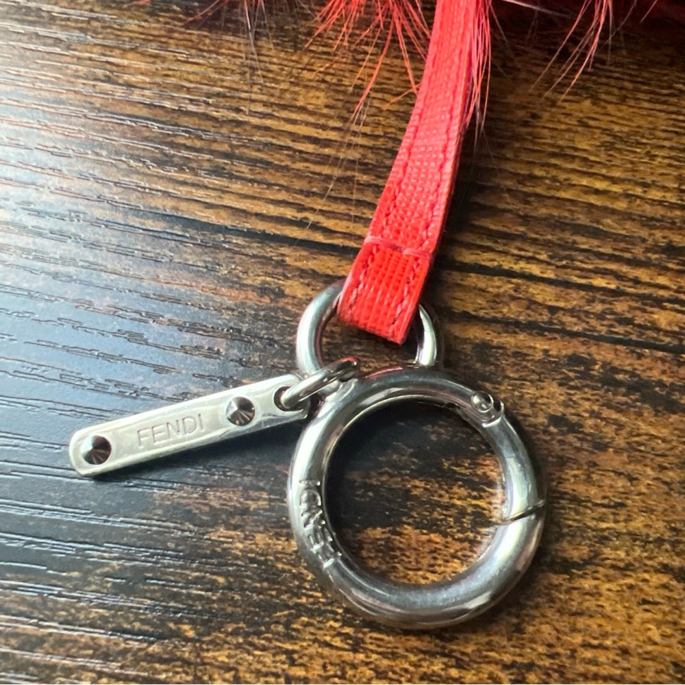 Fendi Red Fur Bag Bugs Leather Key Chain / Bag Charm WOB - Picture 8 of 12